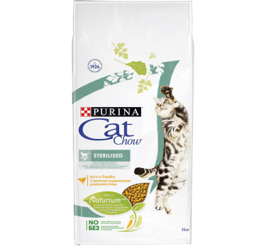 Сухой корм Purina Cat Chow для стерилизованных кошек и кастрированных котов, домашняя птица, 400 г